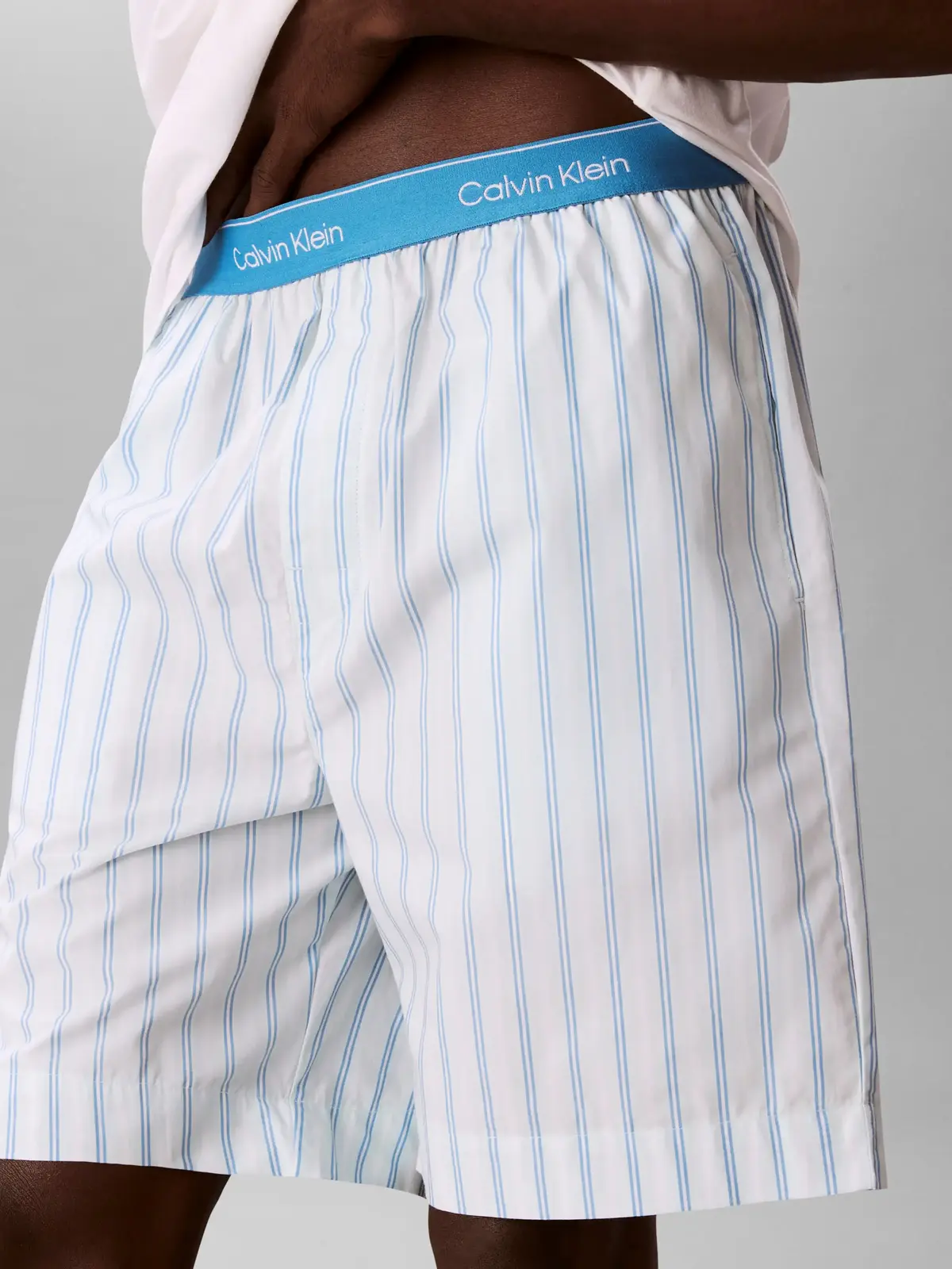 Calvin Klein SS POPLIN SHORT SET Mavi Erkek Pijama Takımı