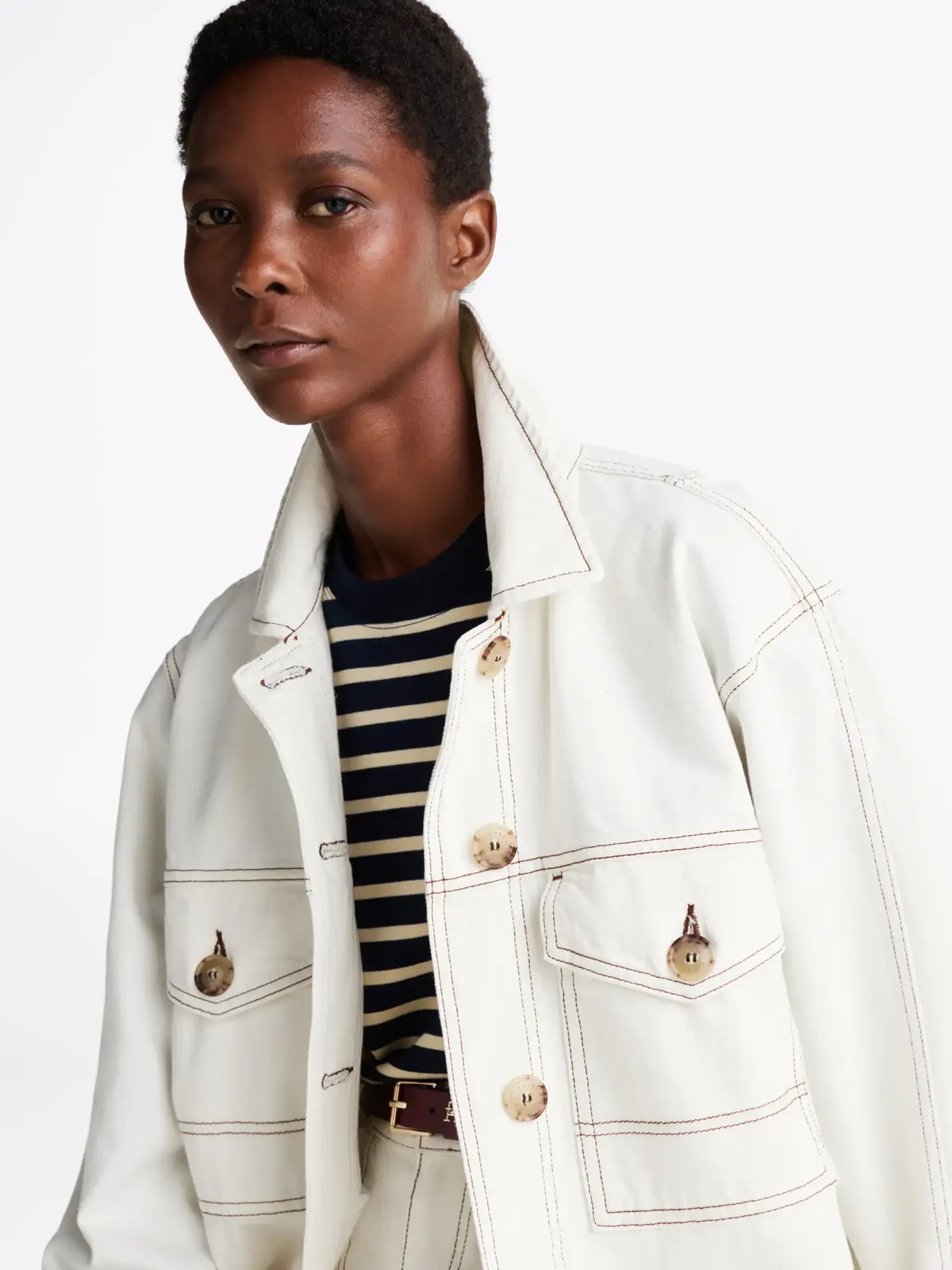 Tommy Hilfiger DNM OVERSIZED UTILIT, YBL Beyaz Kadın Gömlek