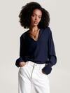 Tommy Hilfiger VISCOSE CREPE V-NECK Kadın Siyah Gömlek