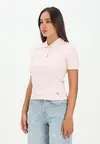 Calvin Klein A - WOVEN LABEL 2X2 RIB POLO Pembe Kadın Polo T-Shirt Calvin Klein A - WOVEN LABEL 2X2 RIB POLO Pembe Kadın Polo T-Shirt