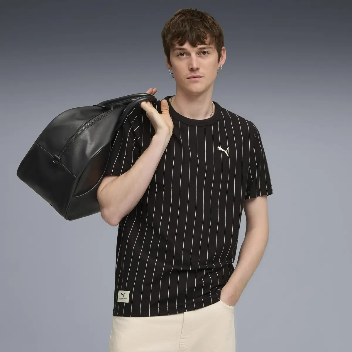 Puma PUMA CLASS Striped Tee Siyah Erkek T-Shirt