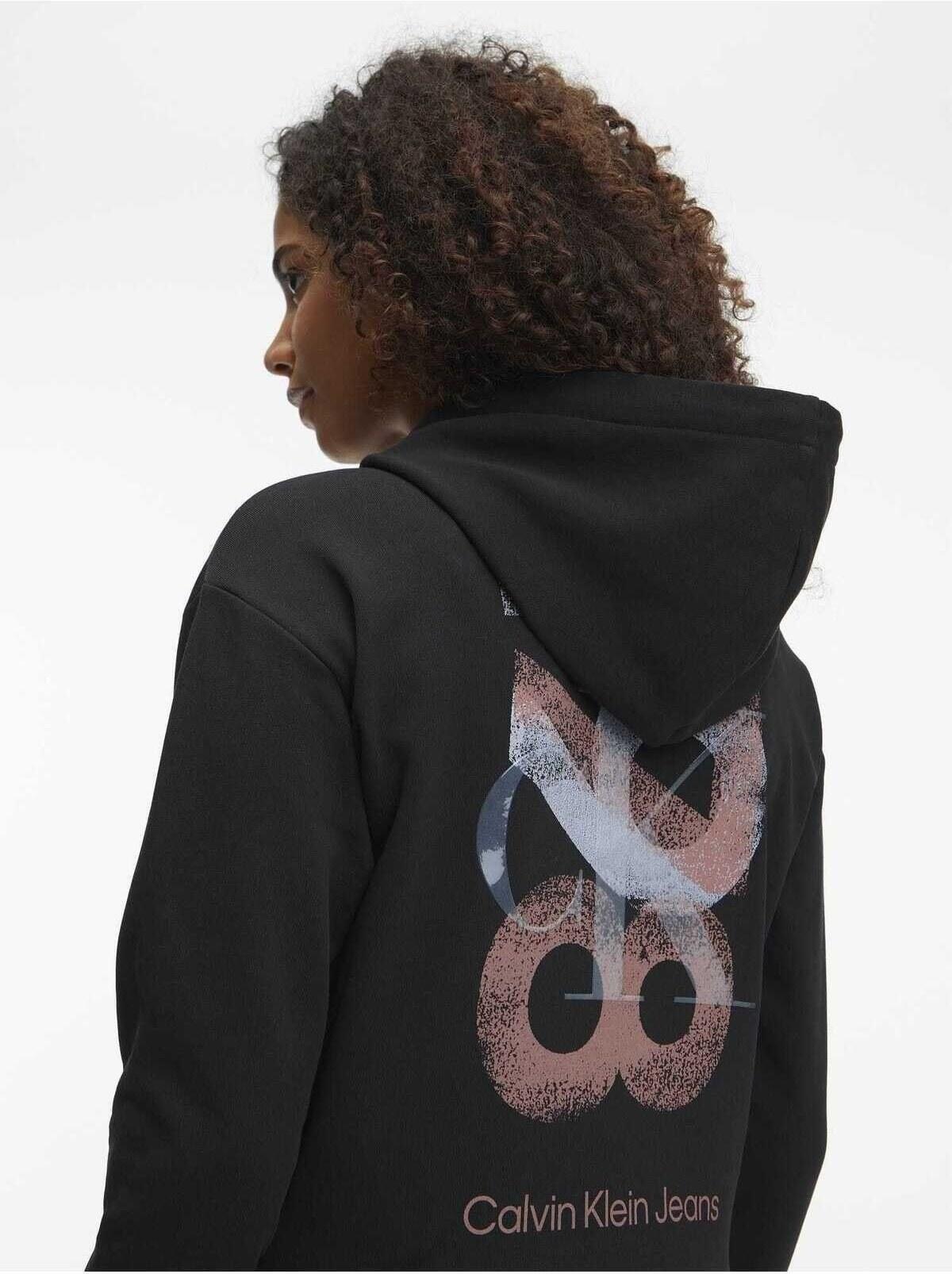 Calvin Klein 1978 ARTWORK OVERSIZ Kadın Siyah Hoodie