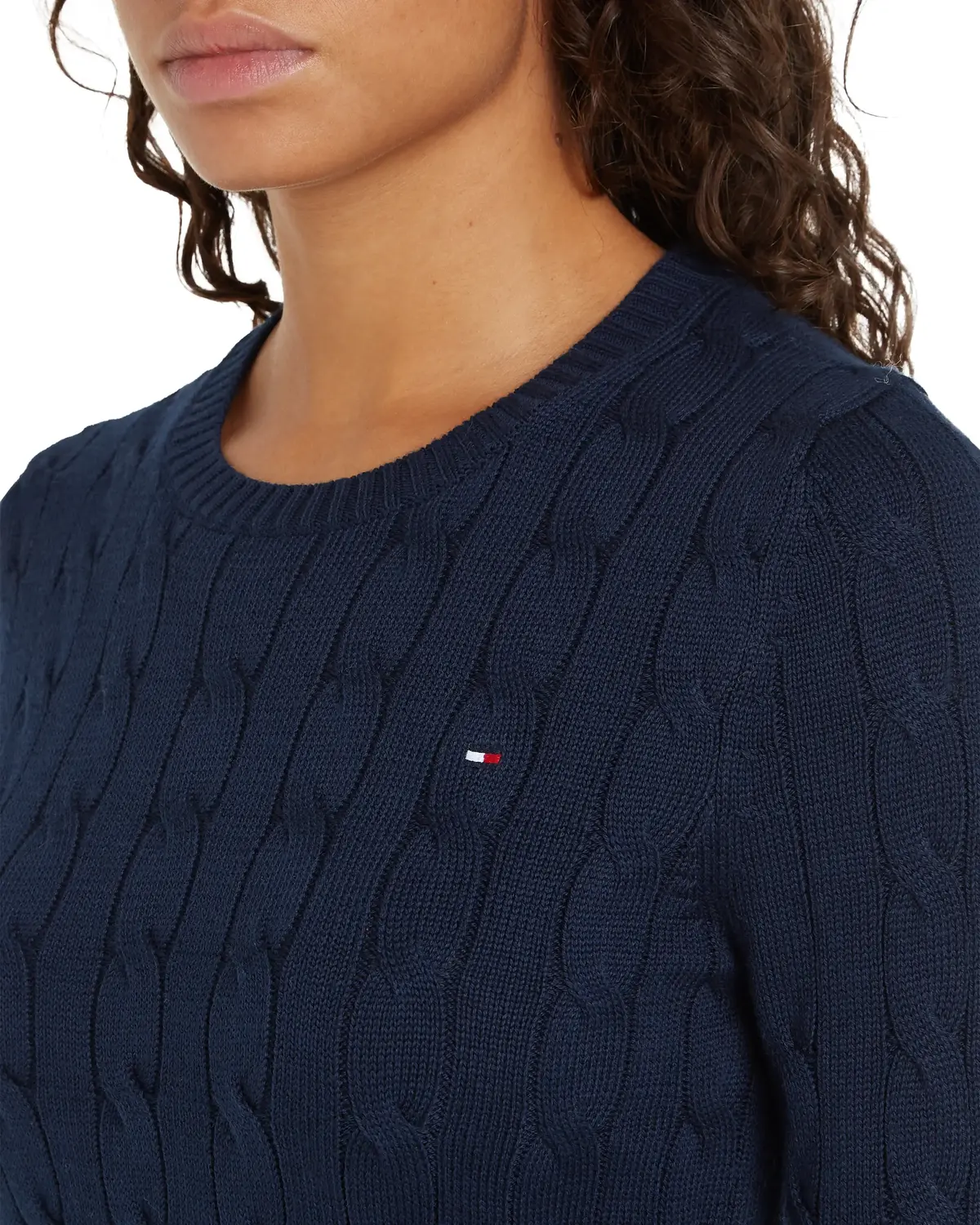 Tommy Hilfiger CO CABLE MID GG LS C, C1G Lacivert Kadın Kazak