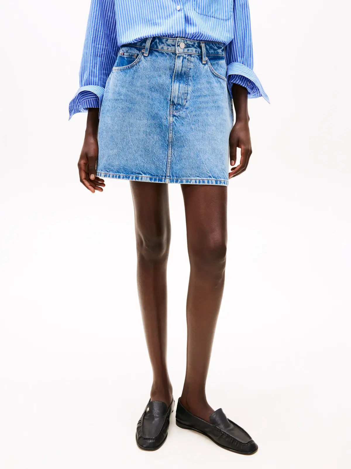 Tommy Hilfiger DNM MINI SKIRT HW AL, 1A8 Mavi Kadın Elbise-Etek