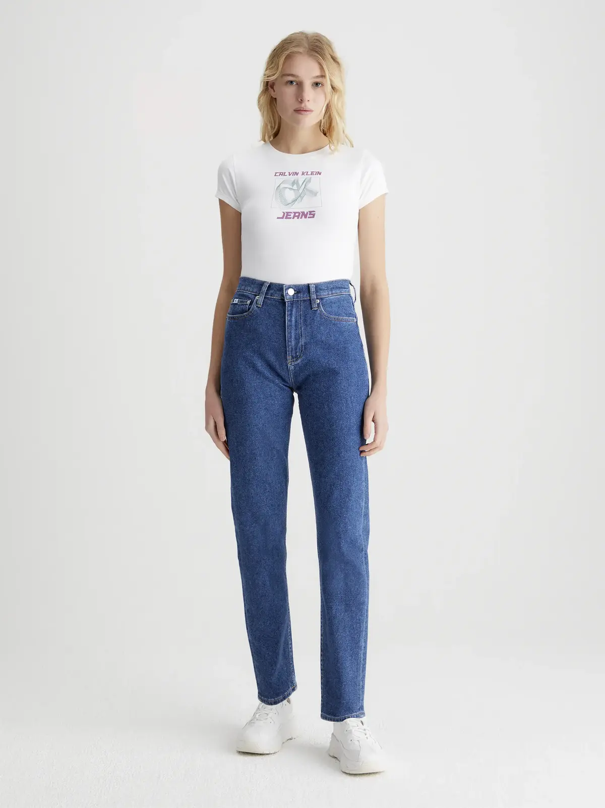 Calvin Klein AUTHENTIC SLIM STRAI Kadın Mavi Kot Pantolon