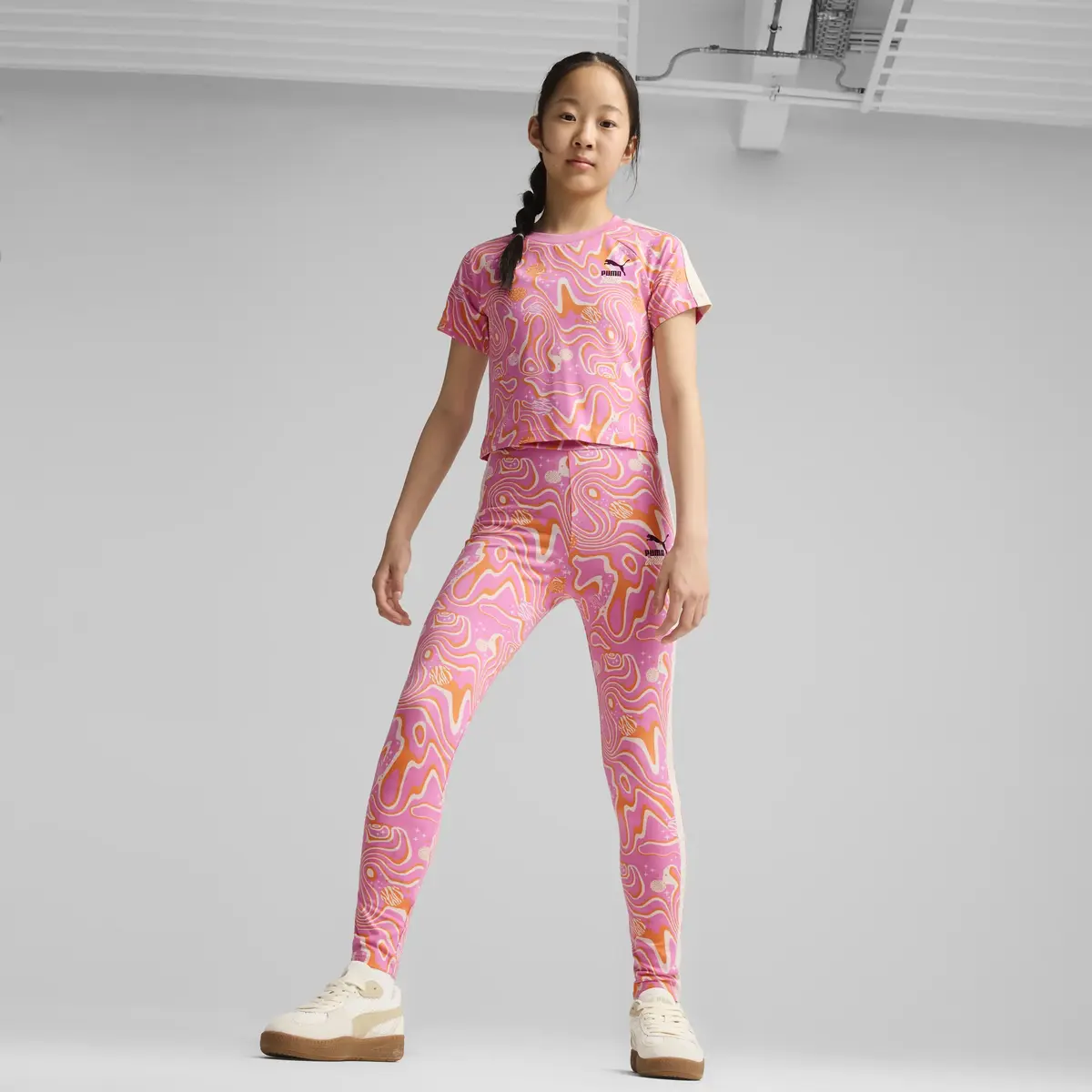 Puma AOP Baby Tee Pembe Kadın T-Shirt & Polo
