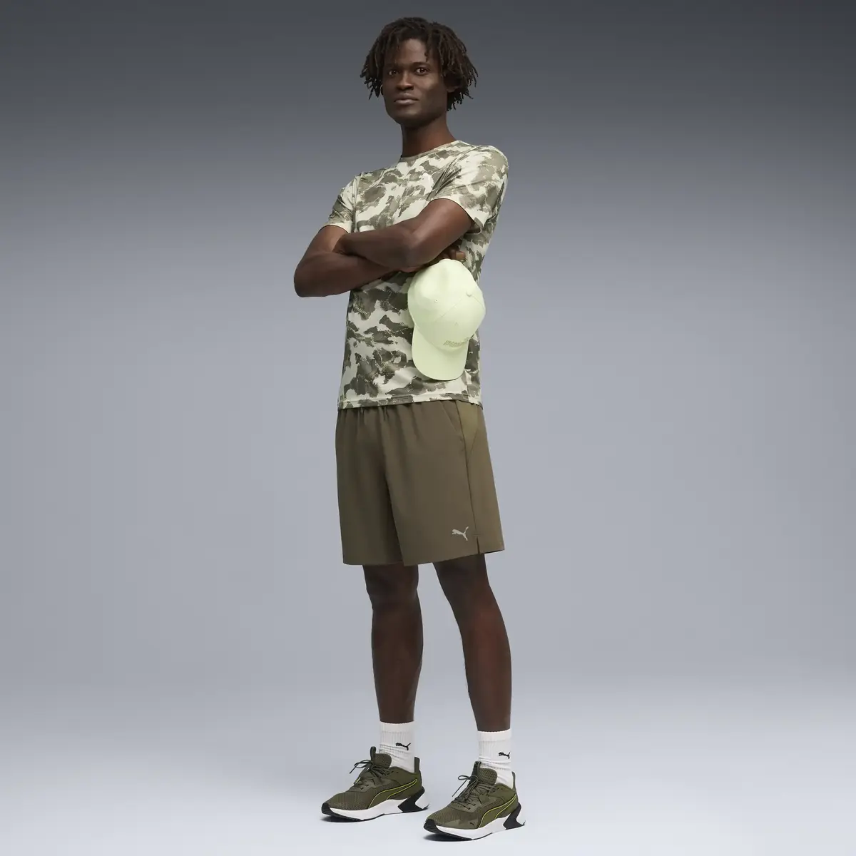 Puma M PWRTRAIN FABRIC MIX SHORT Haki Erkek Şort