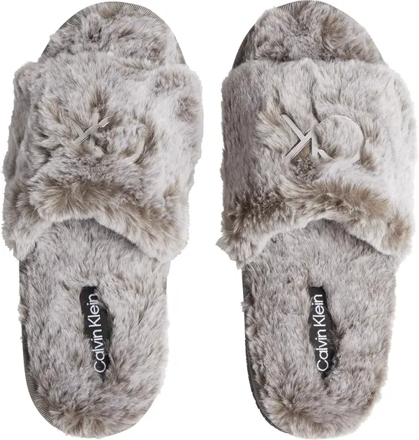 Calvin Klein SLIPPER SANDAL FUR Kadın Gri Terlik