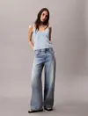Calvin Klein LINEN DENIM TANK AARON INDIGO Mavi Kadın Tişört