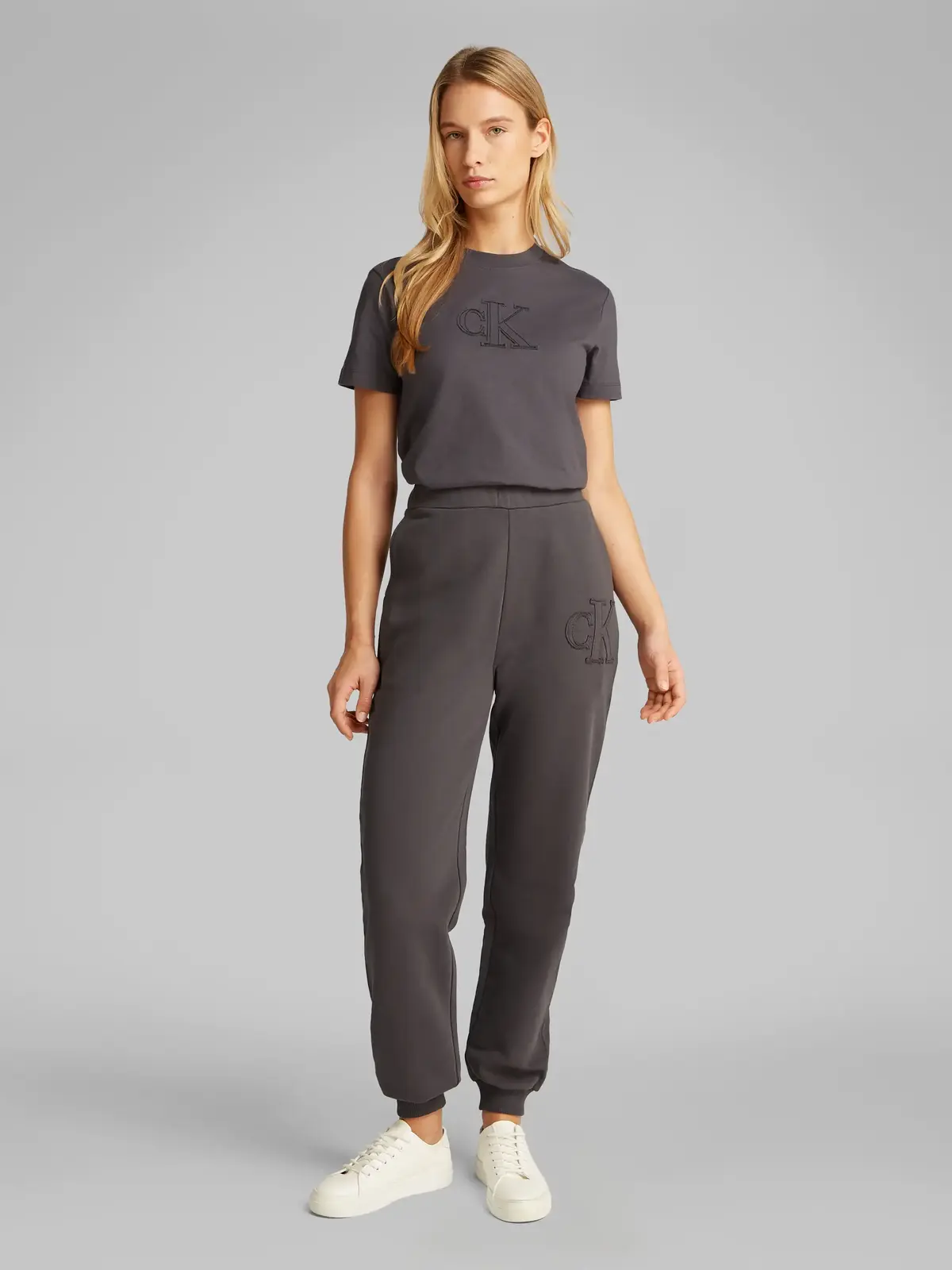 Calvin Klein CK APPLIQUE JOG PANT Gri Kadın Eşofman Alt