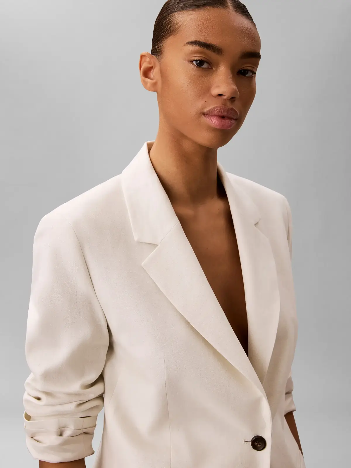 LINEN BLEND BLAZER, YAS
