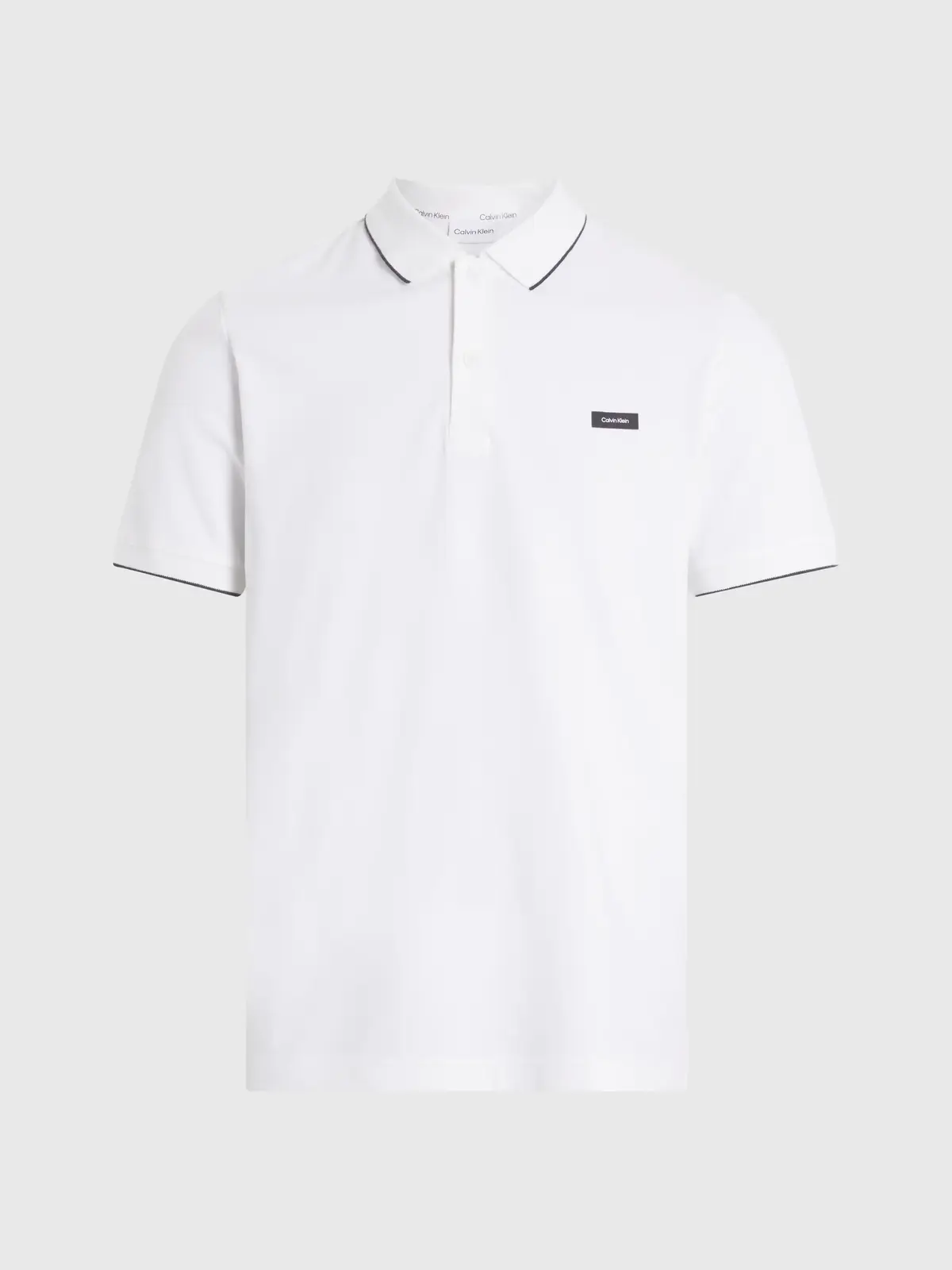 Calvin Klein STRETCH PIQUE TIPPIN, YAF Beyaz Erkek T-Shirt & Polo