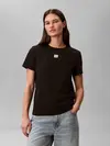 Calvin Klein SS WOVEN LABEL CLASS, UB1 Siyah Kadın T-Shirt
