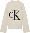 Calvin Klein BLOWN UP CK HIGH NEC Kadın Krem Kazak