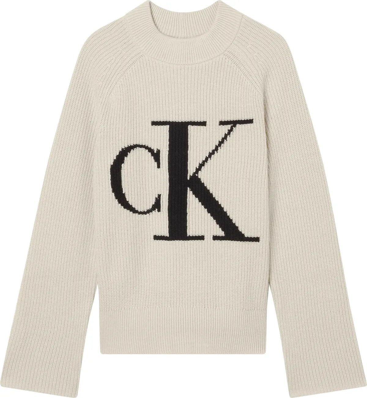 Calvin Klein BLOWN UP CK HIGH NEC Kadın Krem Kazak
