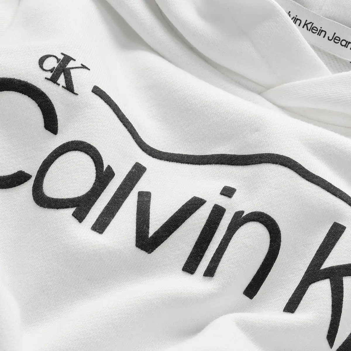 Calvin Klein INSTITUTIONAL LINED Erkek Beyaz Hoodie