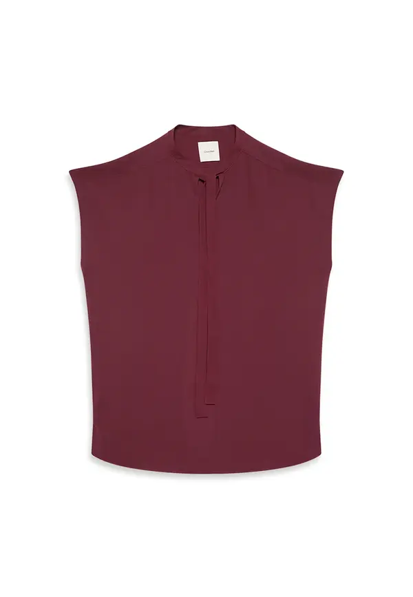 Calvin Klein Chiffon SS Tie Neck, GEX Bordo Kadın Bluz