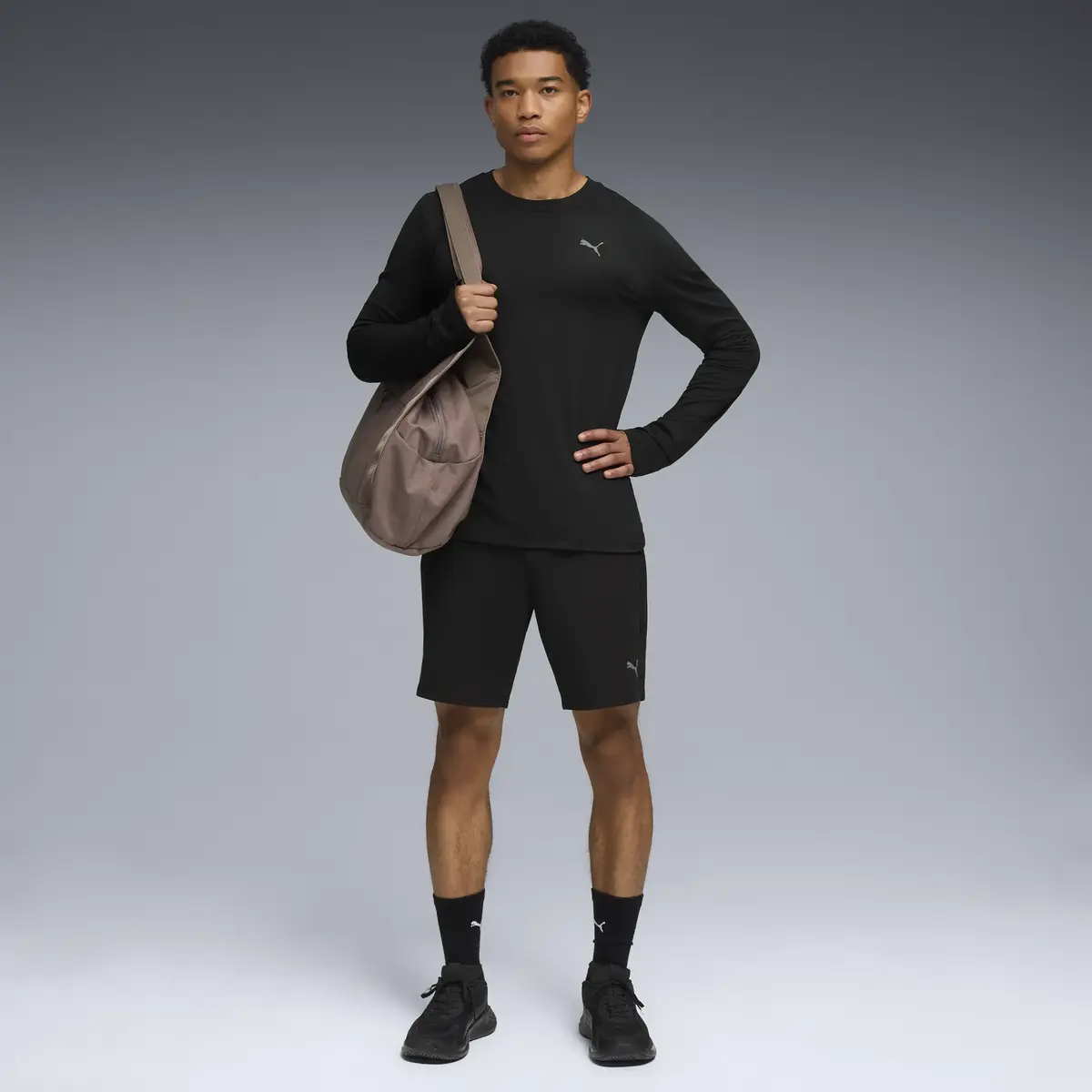 Puma M CLOUDSPUN LS TEE Siyah Erkek T-Shirt & Polo