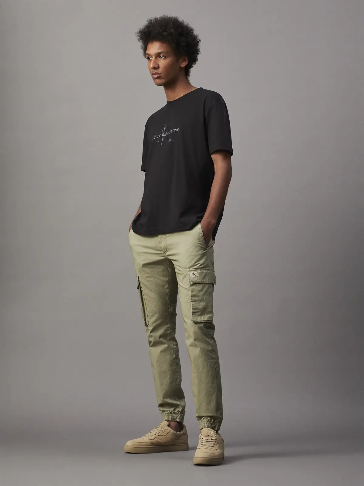 Calvin Klein SHINY MONOLOGO TEE, BEH Siyah Erkek T-Shirt & Polo