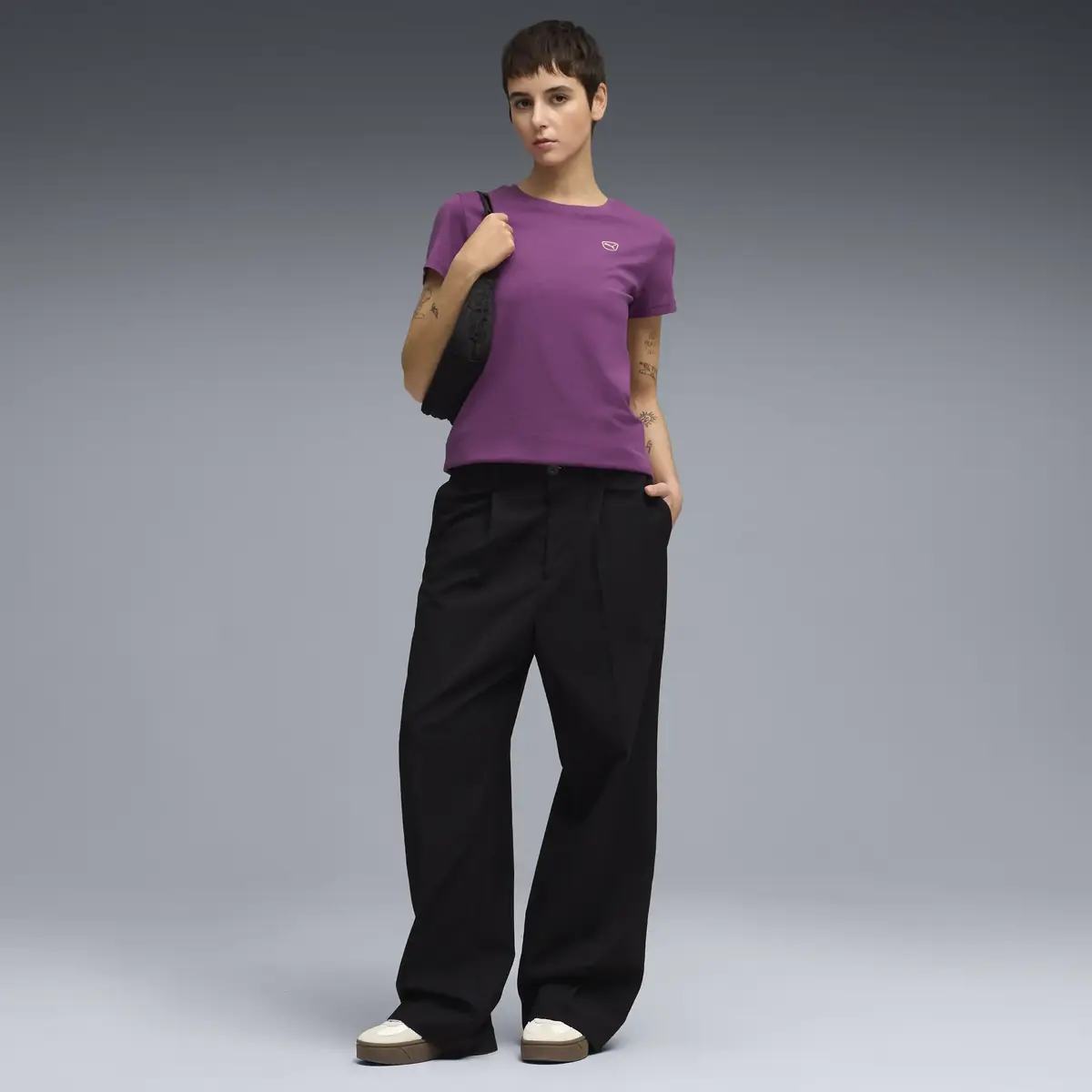 Puma ESS ELEVATED Tee TK W Mor Kadın T-Shirt