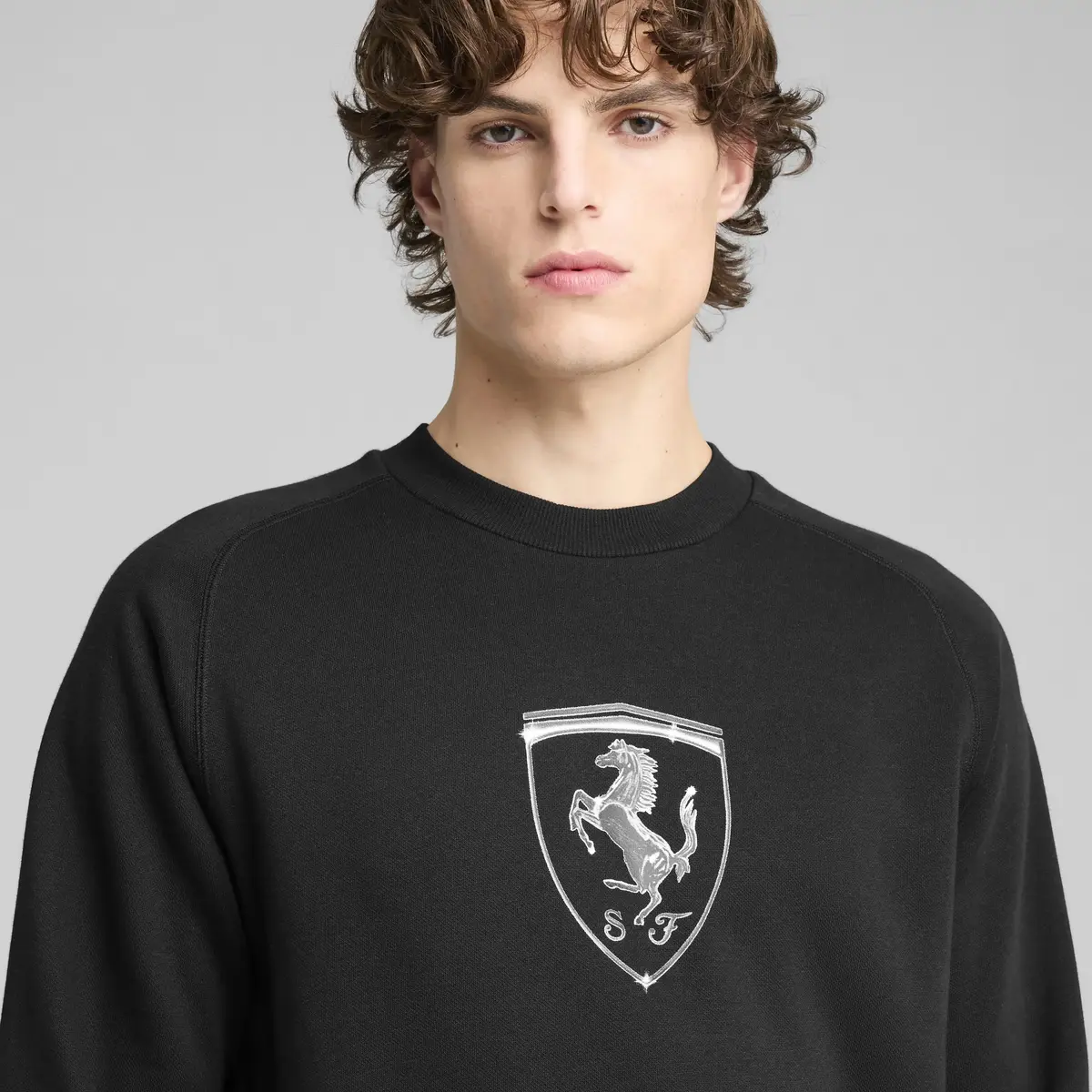 PUMA Ferrari Race Big Shield Crew Siyah Erkek Sweatshirt