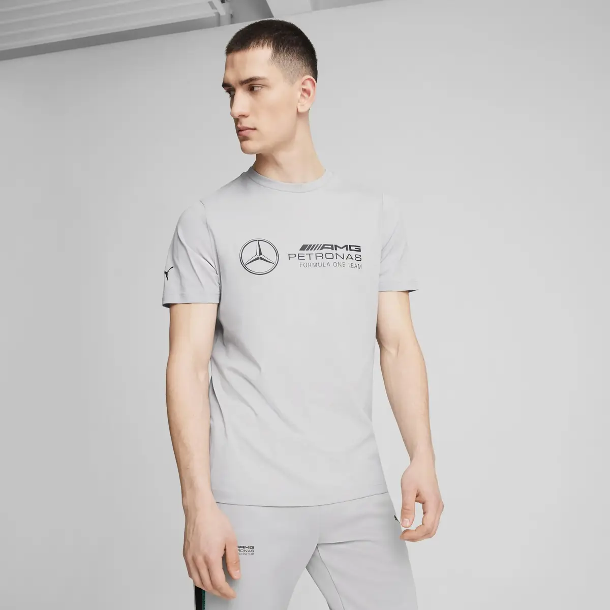 Puma MAPF1 ESS Logo Tee Gri Erkek T-Shirt