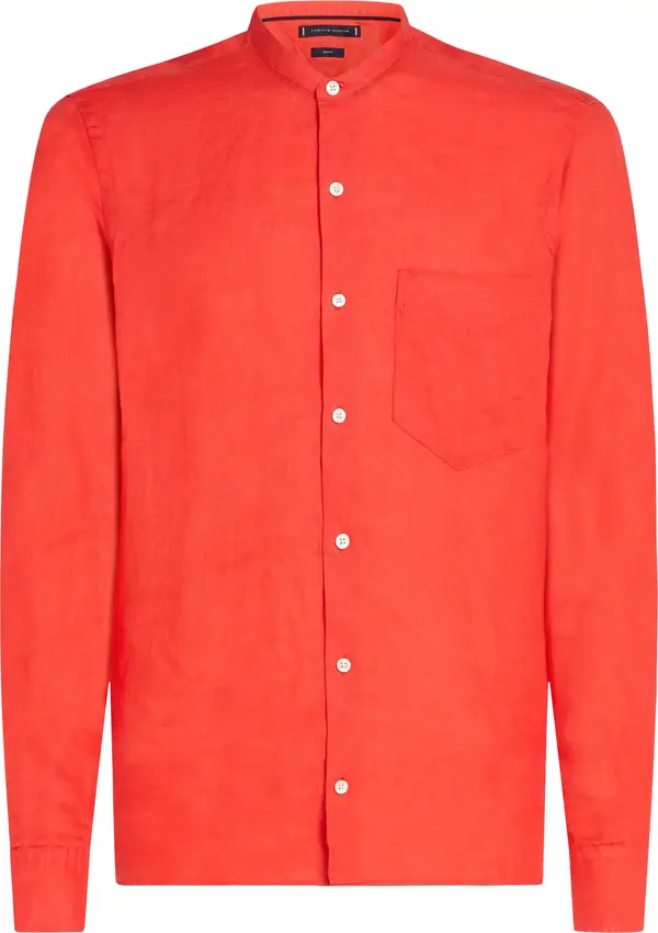 Tommy Hilfiger DC BAND COLLAR LINEN, SPP Kırmızı Erkek Gömlek