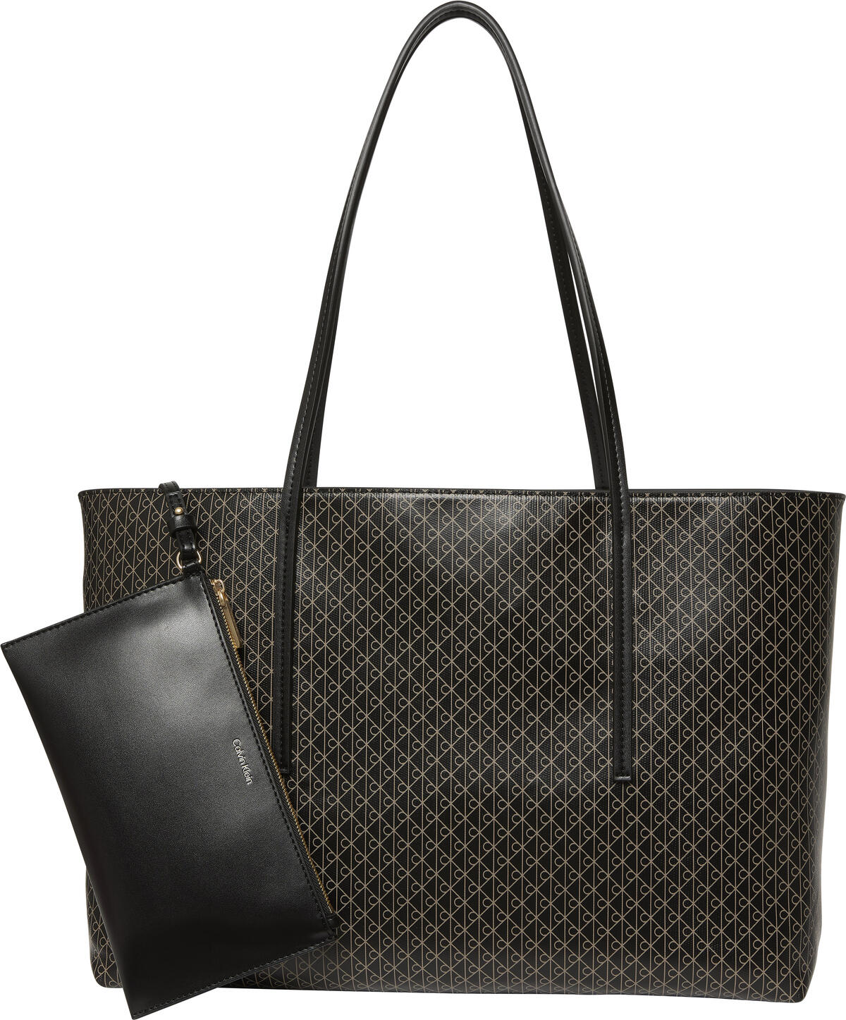 Calvin Klein EMBLEM AOP TOTE W/ POUCH Siyah Kadın El Çantası Calvin Klein EMBLEM AOP TOTE W/ POUCH Siyah Kadın El Çantası