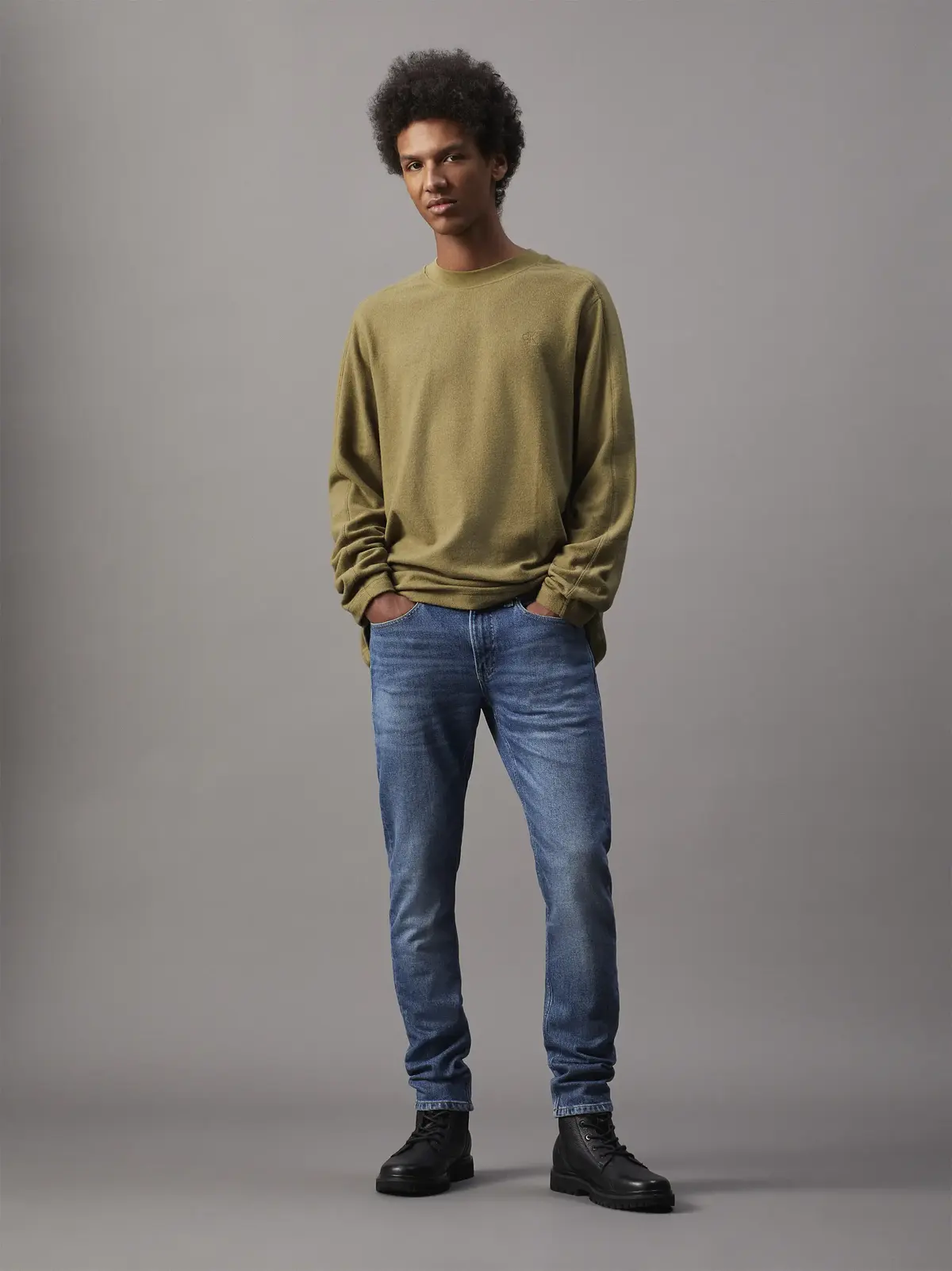 Calvin Klein SLIM TAPER, 1A4 Mavi Erkek Jean Pantolon