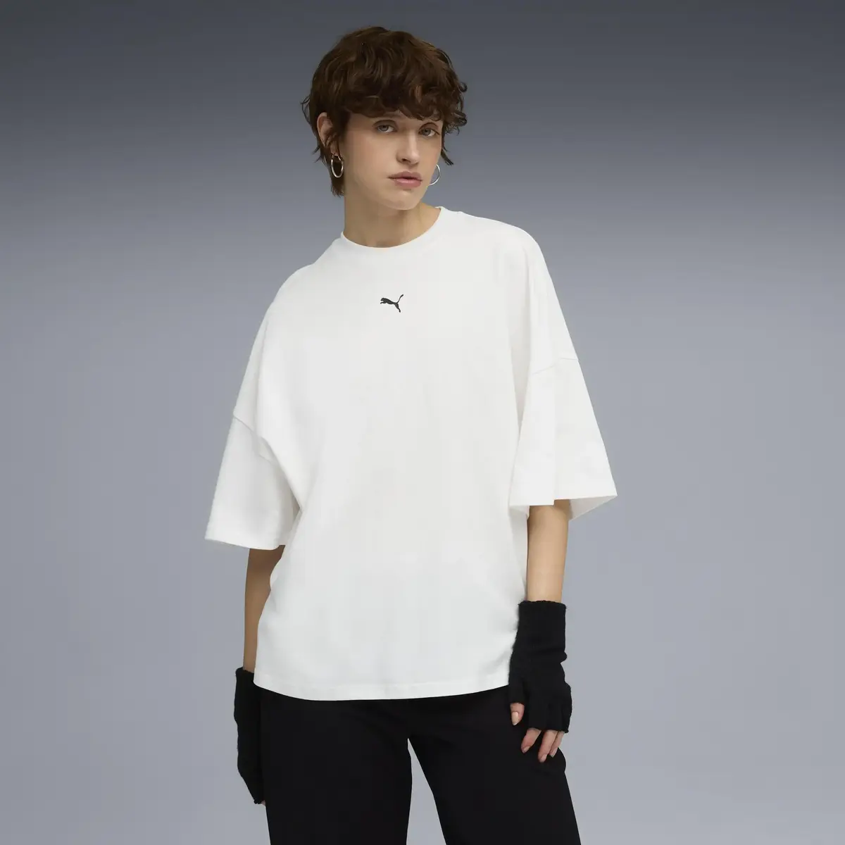 Puma DARE TO Oversized Ruched Tee Beyaz Kadın T-Shirt