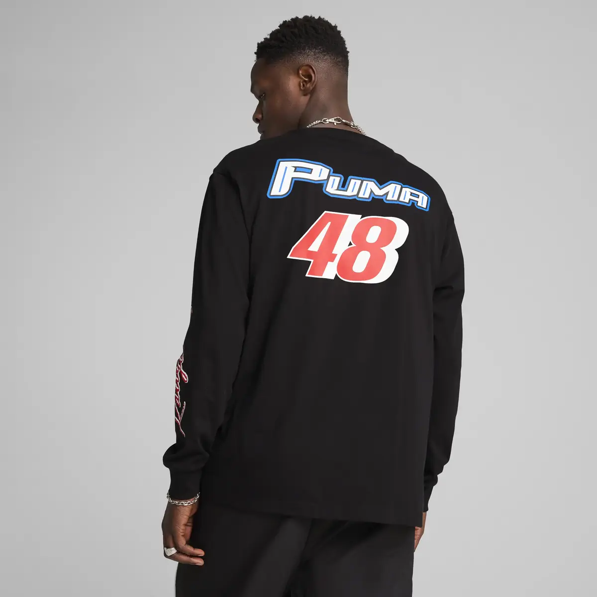 Puma GRAPHICS Moto Relaxed LS Tee Siyah Erkek T-Shirt & Polo