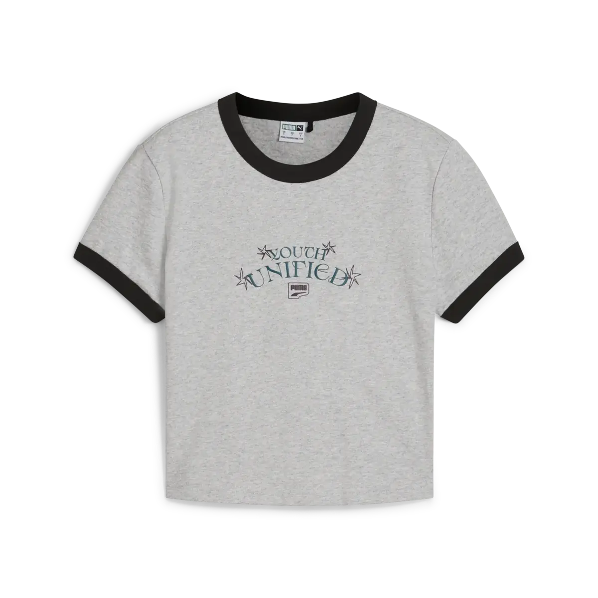 Puma DOWNTOWN Graphic Baby Tee Gri Kadın T-Shirt & Polo