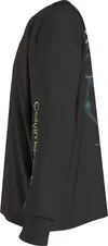 Calvin Klein GLOW IN THE DARK LS Erkek Siyah T-Shirt