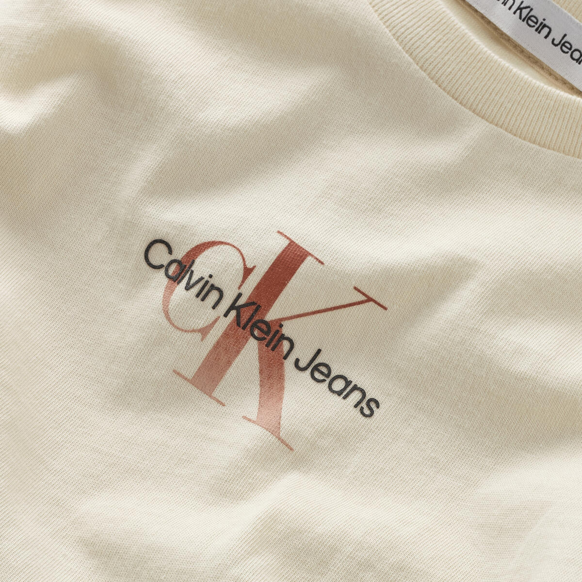 Calvin Klein MONOGRAM GRADIENT T- Kadın Krem T-Shirt