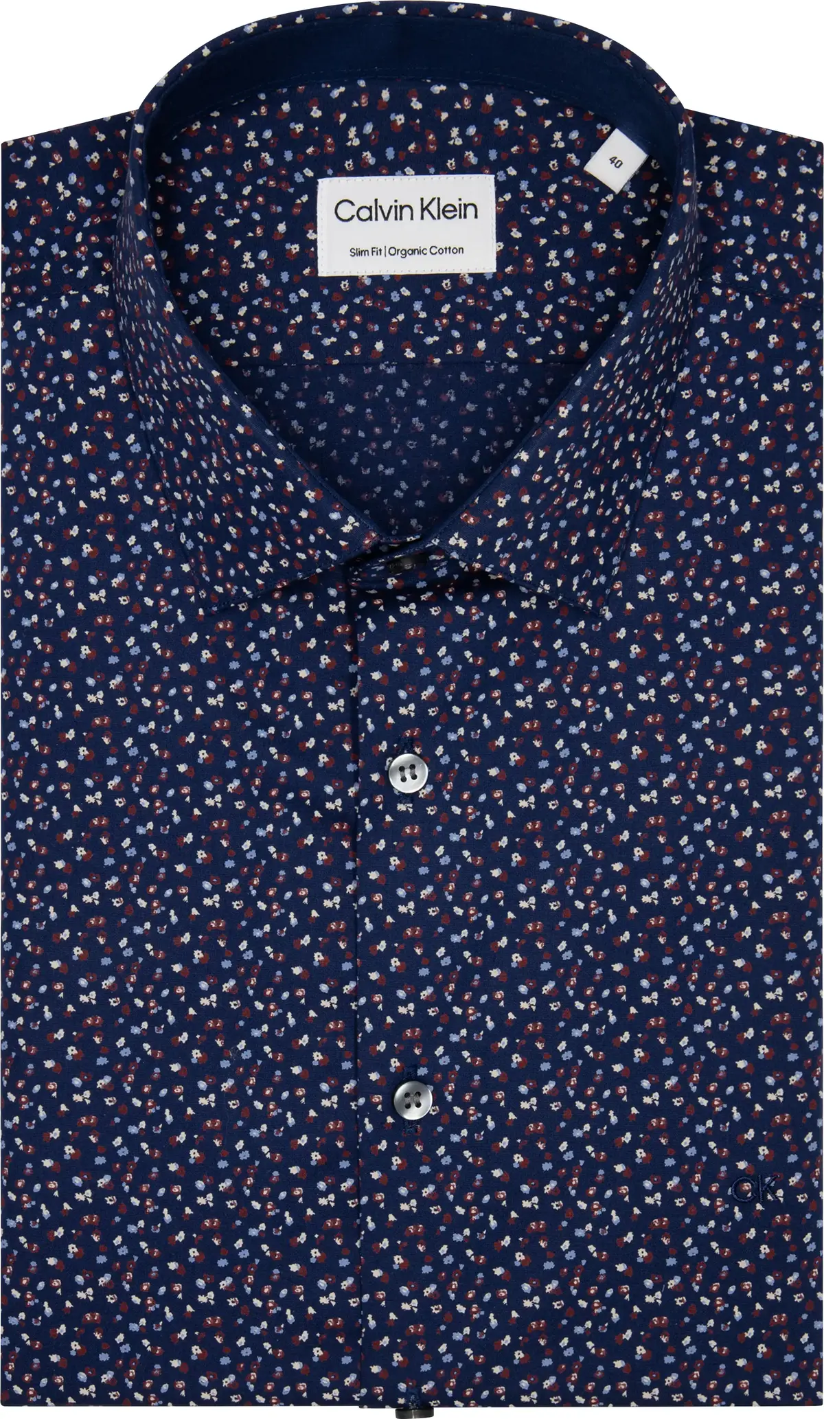 Calvin Klein PRINT CONTRAST SLIM Erkek Mavi Gömlek