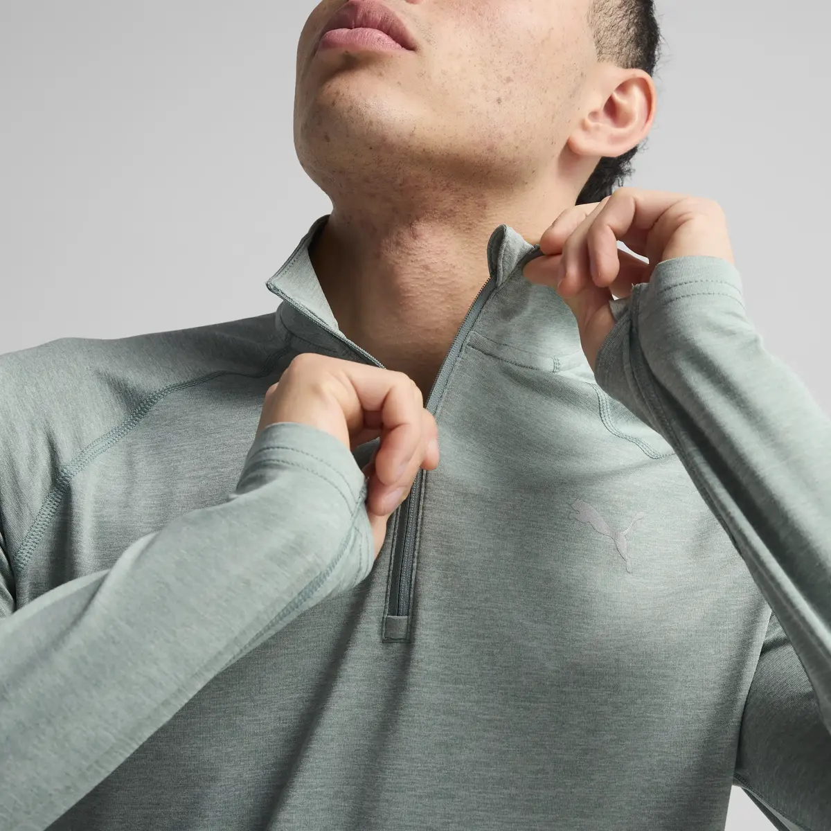 Puma RUN VELOTY CLDSPN 1/4 ZIP M Yeşil Erkek T-Shirt