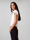 Calvin Klein SS SLIM FIT BABY MON, YAF Beyaz Kadın T-Shirt