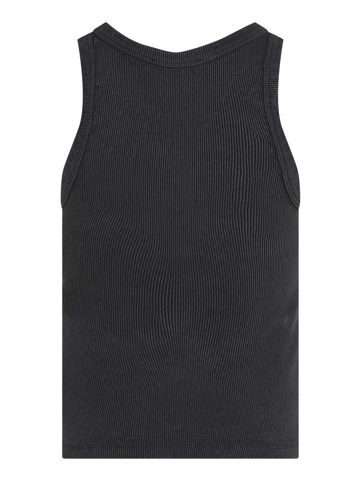 Calvin Klein WASHED WOVEN LABEL Siyah Kadın Kolsuz Tişört