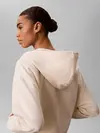 Calvin Klein LS MONOGRAM TERRY CR Krem Kadın Fermuarlı Kapüşonlu Sweatshirt