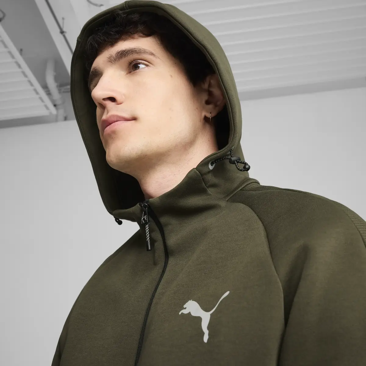 Puma EVOSTRIPE Full-Zip Hoodie Yeşil Erkek Sweatshirt