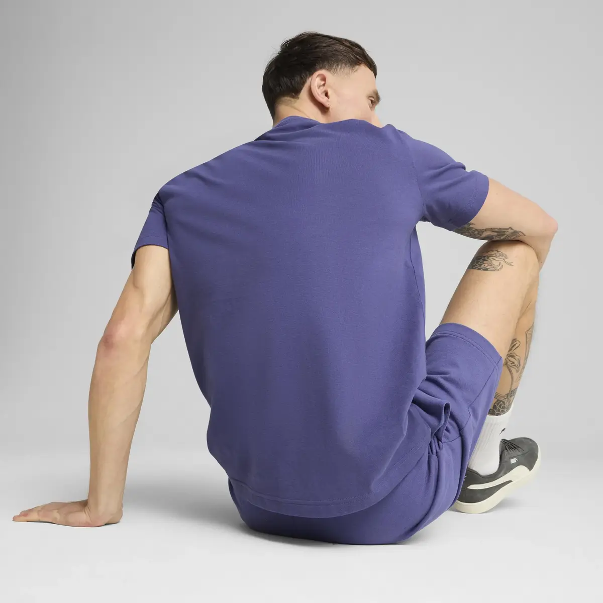 PUMA ESS ELEVATED Tee Mavi Erkek T-Shirt