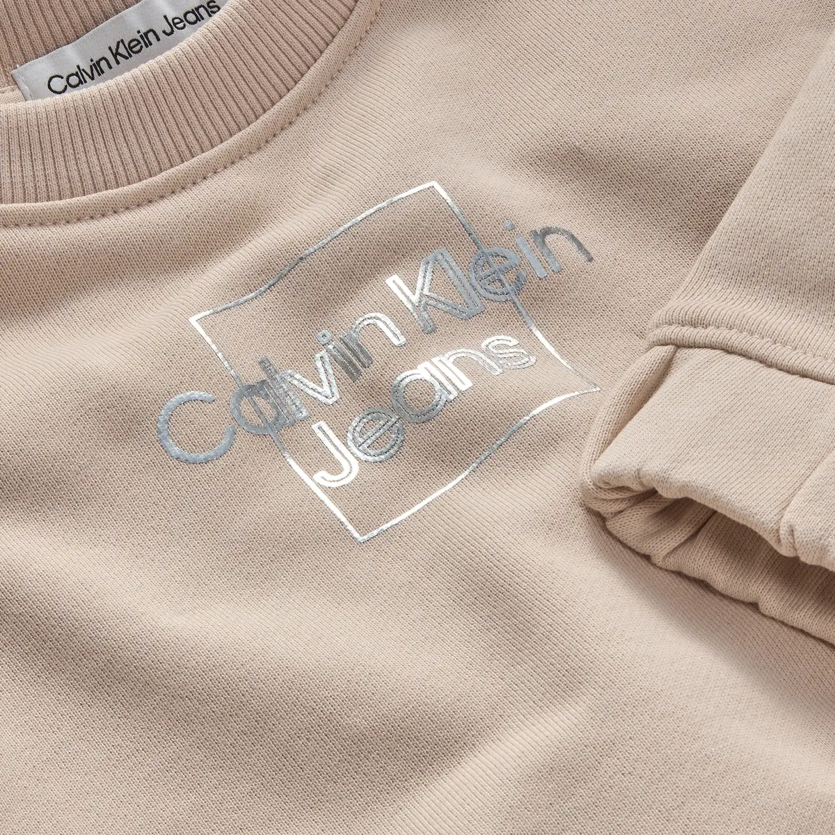 Calvin Klein METALLIC BOX LOGO SW Kadın Kahverengi Sweatshirt