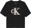 Calvin Klein MONOGRAM FLOCK BOXY, BEH Siyah Kadın T-Shirt & Polo