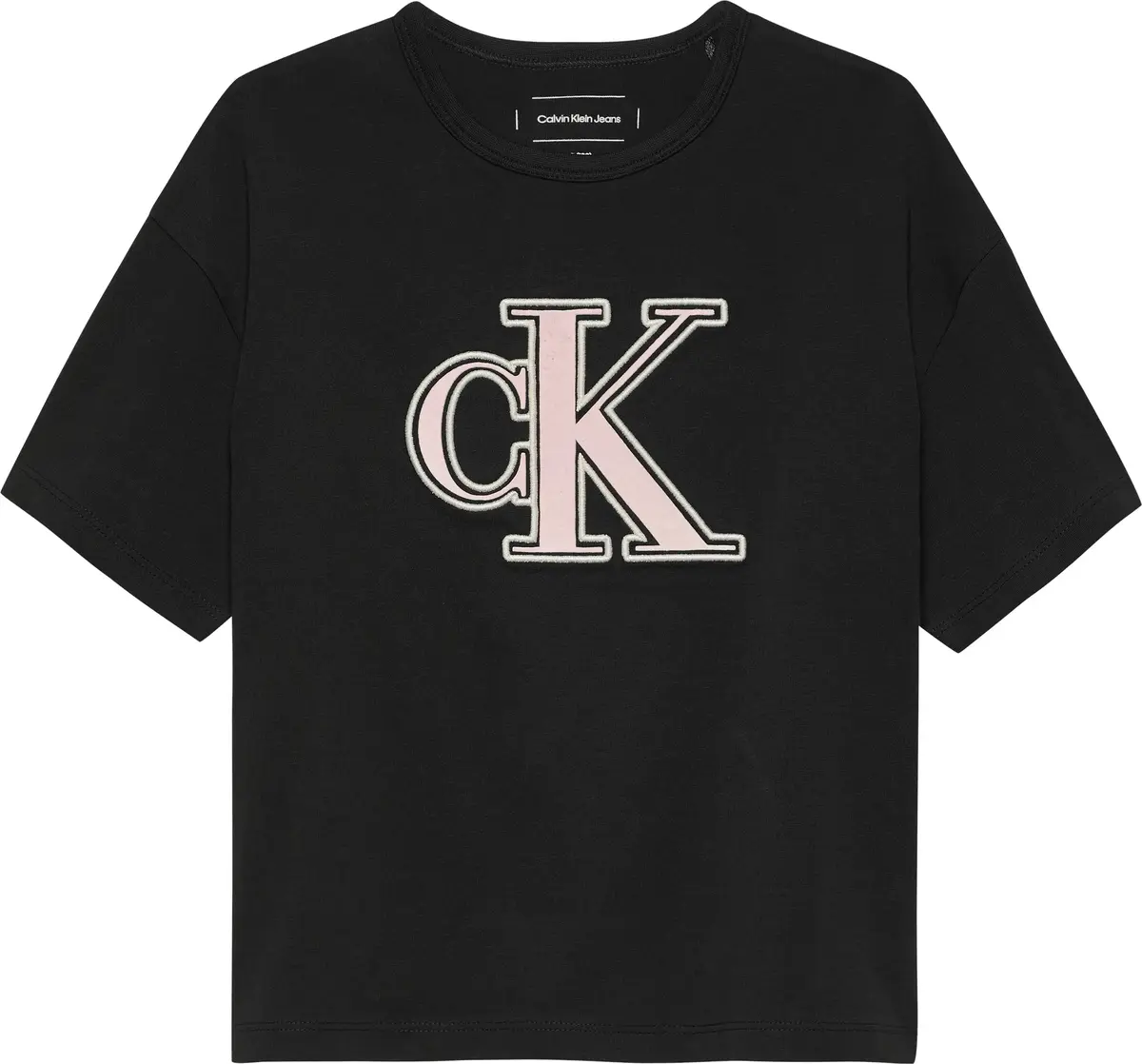 Calvin Klein MONOGRAM FLOCK BOXY, BEH Siyah Kadın T-Shirt & Polo