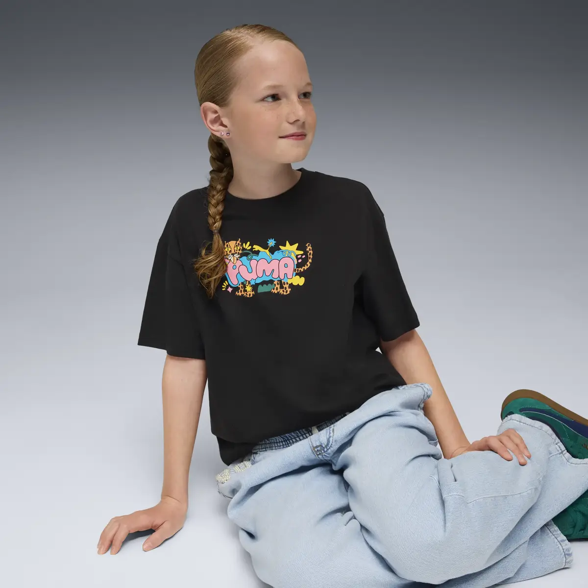 Puma GRAPHIC Tee Siyah Kız Çocuk T-Shirt