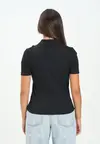 Calvin Klein A - WOVEN LABEL 2X2 RIB POLO Siyah Kadın Polo T-Shirt Calvin Klein A - WOVEN LABEL 2X2 RIB POLO Siyah Kadın Polo T-Shirt