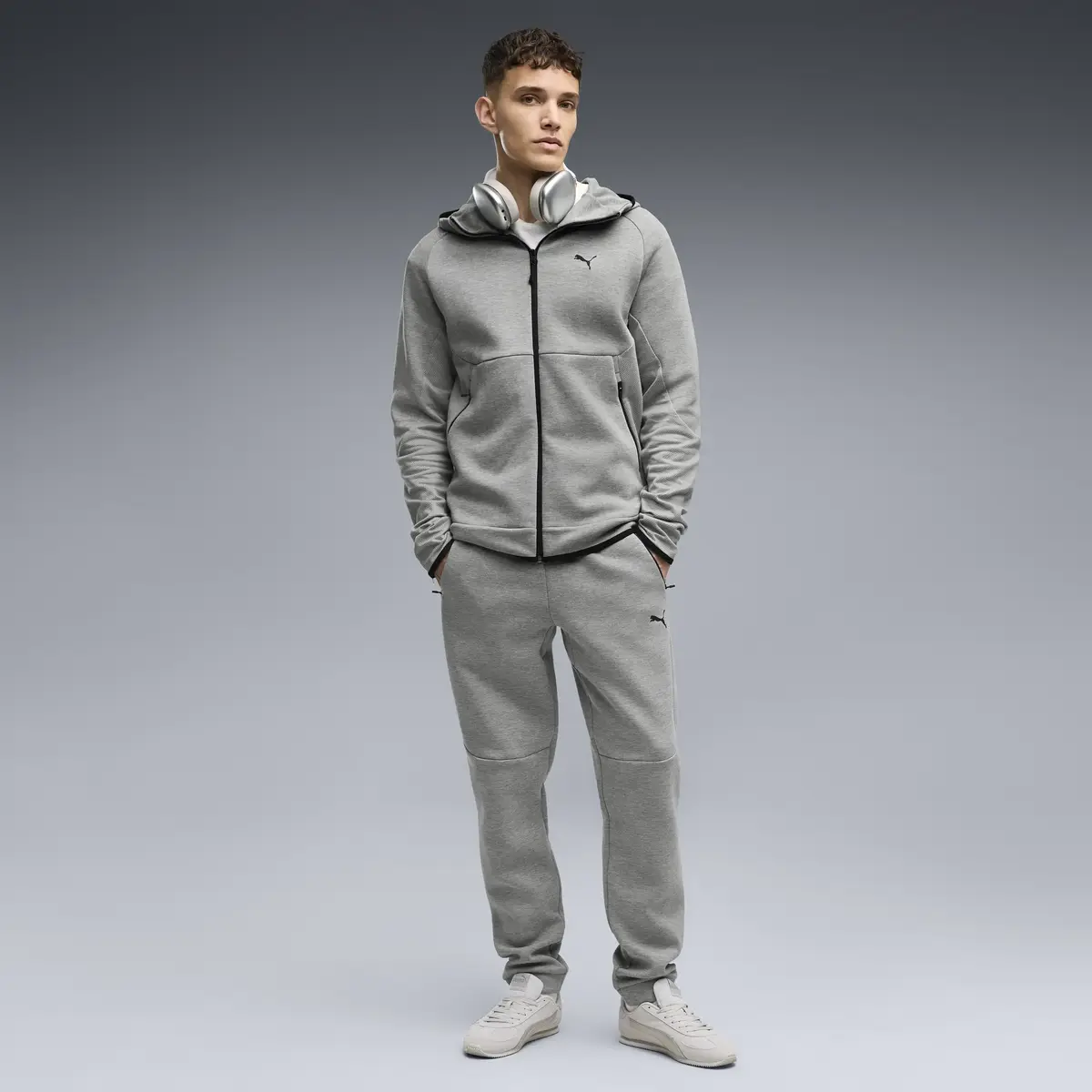 PUMA PUMATECH Full-Zip Hoodie Gri Erkek Sweatshirt
