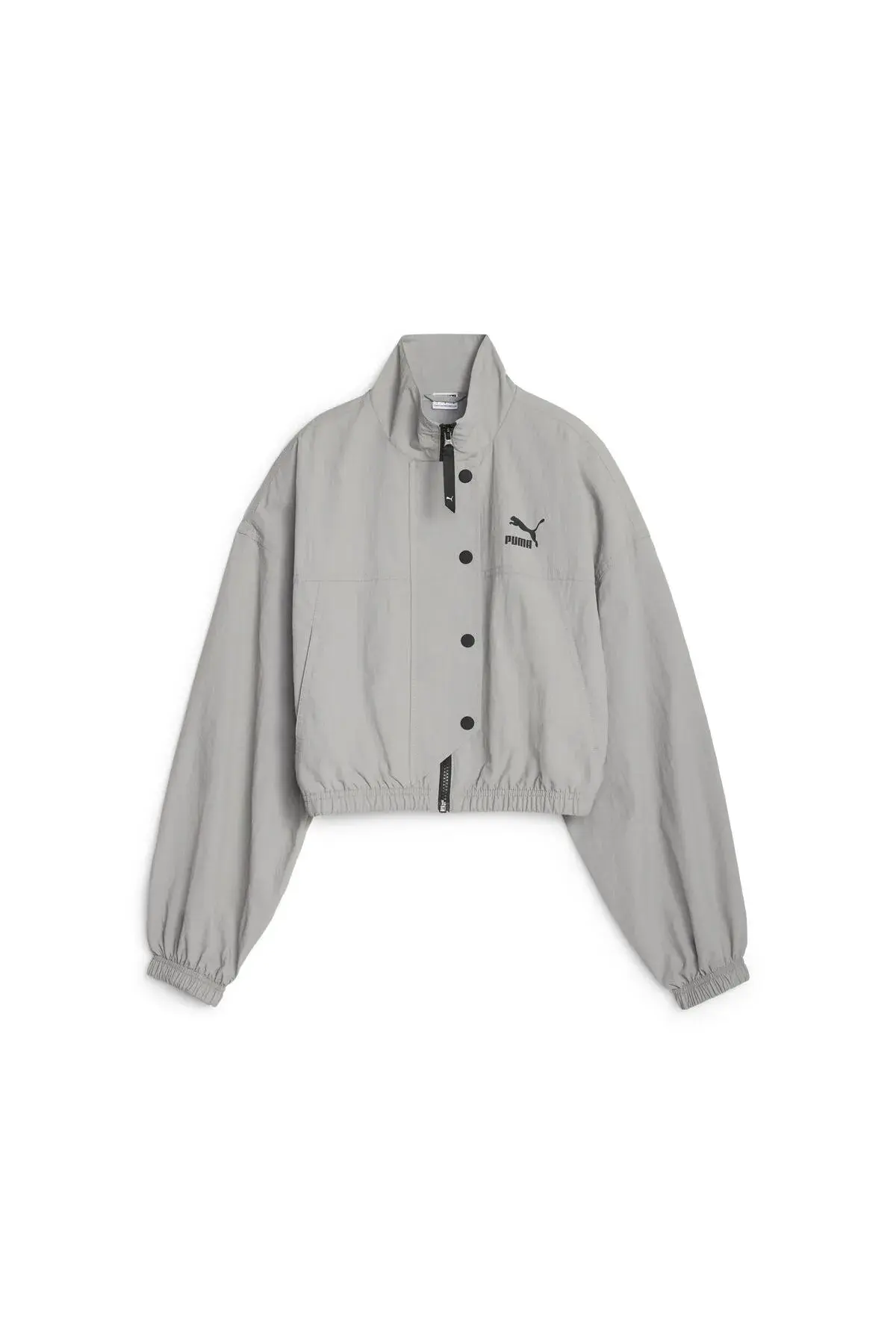 Puma DARE TO Cropped Woven Jacket Gri Kadın Fermuarlı Sweatshirt