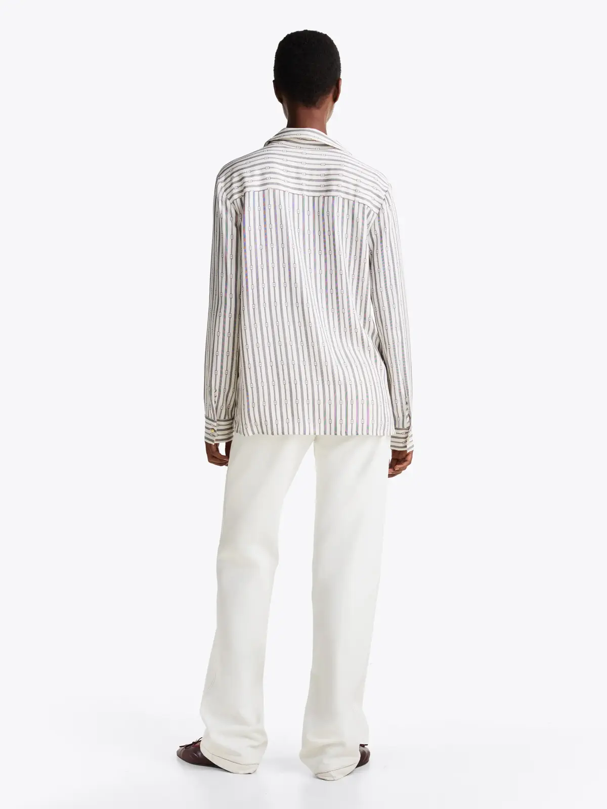 Tommy Hilfiger FLUID VIS PRT RELAXE, 0K4 Beyaz Kadın Gömlek