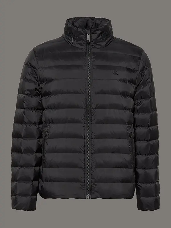 Calvin Klein LS NYLON LT WT HOODED FZ PUFFER Siyah Erkek Mont